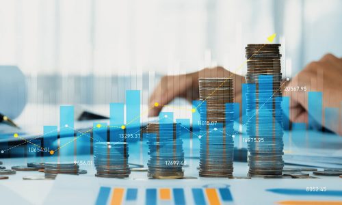 coin-stack-with-digital-graphic-indicator-symbolize-business-investment-shrewd